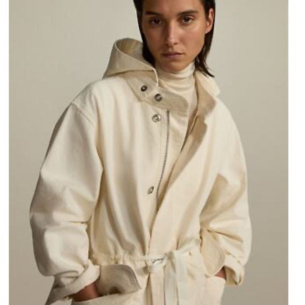 Everlane Women's Cream Cotton Utility Jacket Trench M - Picture 2 of 14